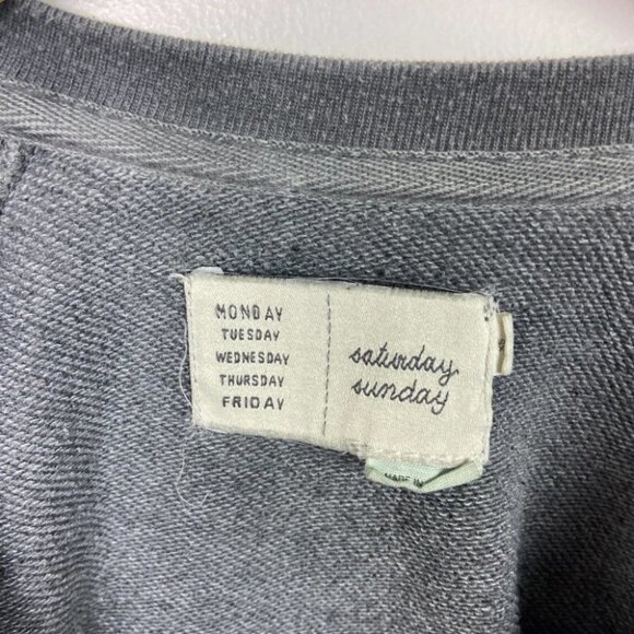 Anthropologie Saturday Sunday Lets Go Bananas Sweatshirt Grey Size XS Crew Neck - Picture 3 of 14
